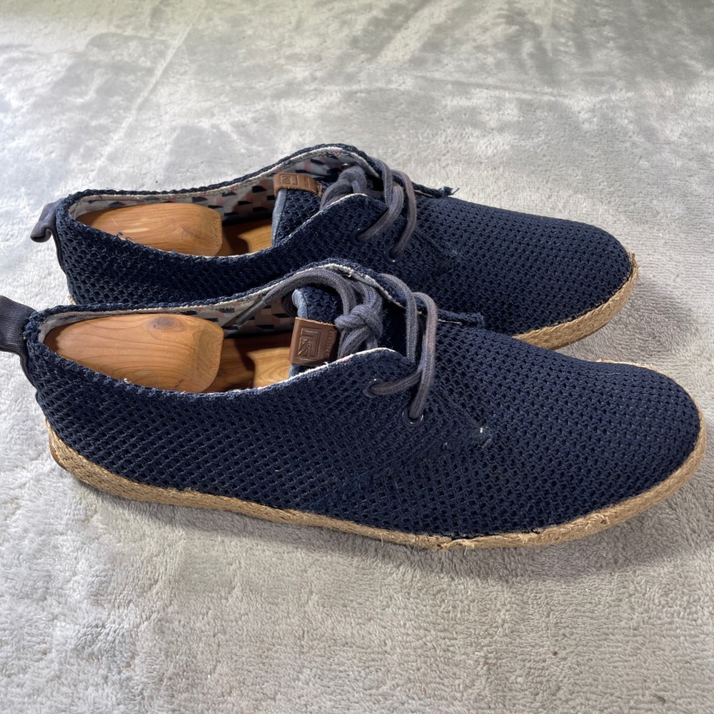 BEN‎ SHERMAN Espadrille Loafers Shoes Men 11 Blue Mesh Lace Up Beach Resort